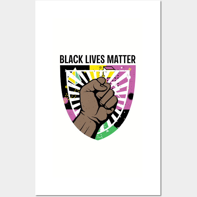 Black Lives Matter 90s Hip Hop Music Black Pride Fist Melanin 90s Throwback Wall Art by teemaniac